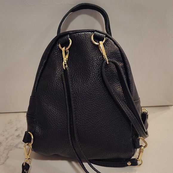 Vera Pelle Convertible Backpack Purse Bag Navy With removable Straps Italy Made main image 5